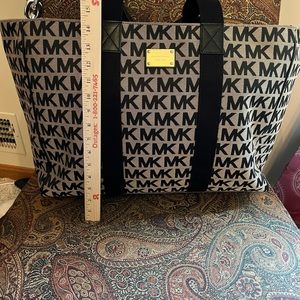 Michael Kors Black & Tan Canvas Tote